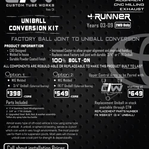 03-09 Toyota 4Runner Uniball Conversion Kit