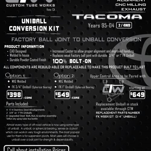 95-04 Toyota Tacoma Uniball Conversion Kit