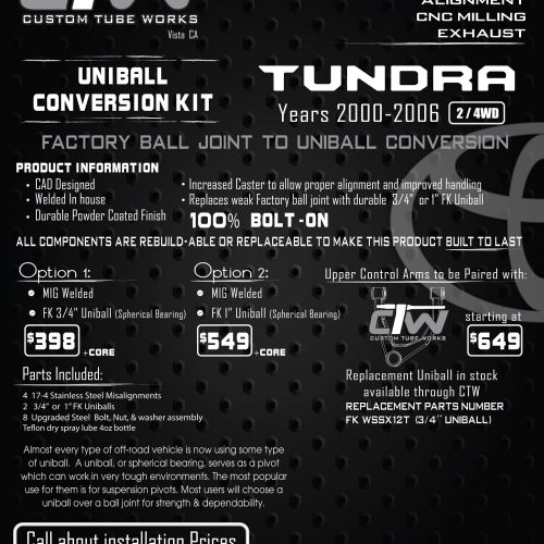 00-06 Toyota Tundra Uniball Conversion Kit